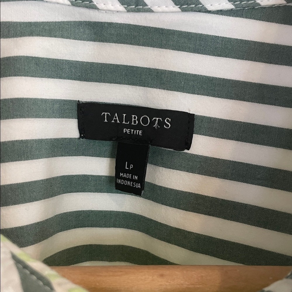 Talbots oversized cropped poplin short shirt blooming stripe - Picture 4 of 9